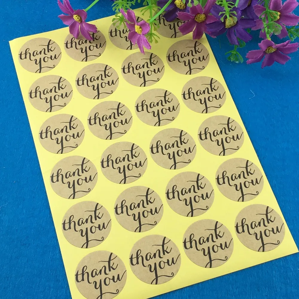 Wholesale Sticker Labels Self Adhesive Label Thank You Kraft Paper ...