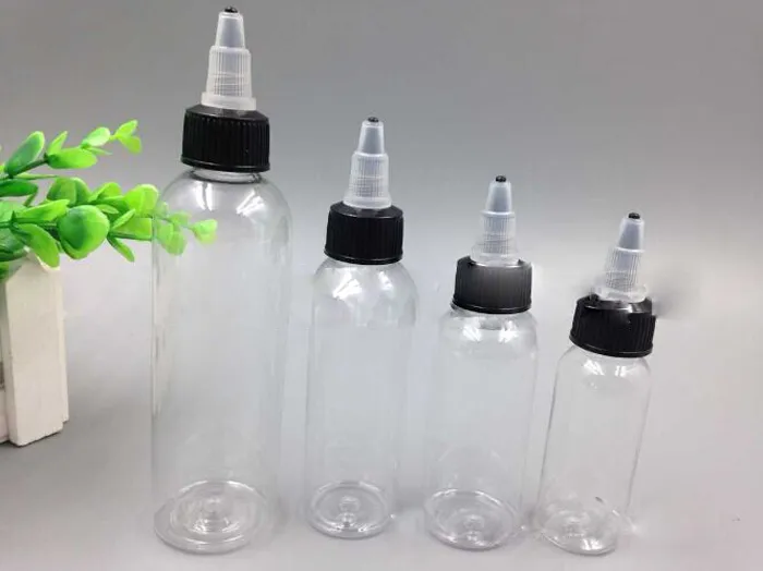 2018 Bottiglie contagocce liquide PET E con forma a penna e tappi twist off 30ml 60ml 100ml 120ml Bottiglie contagocce vuote in plastica Ejuice