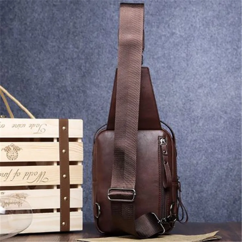 Whole Men039s leather chest bag Travel Hiking Riding Sling Bag for men Cross Shoulder Bag Sling Chest Casual backpack out286345416