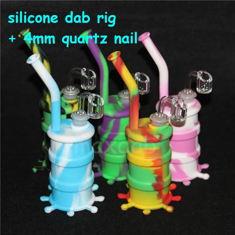 Silicone smoking pipe Hand Spoon Pipes Hookah Bongs multi Colors silicon oil rigs with quartz nails dab tool VS twisty glass blunt