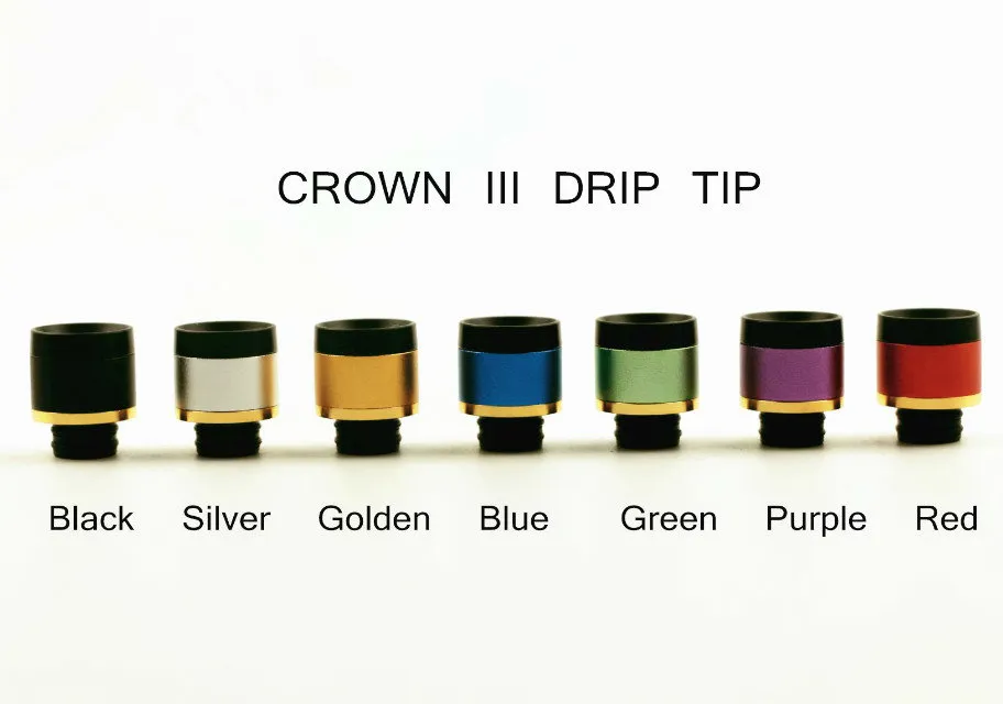 Crown 3 Drip Tip 510 Style Aluminium Résine Drip Tip Fit pour Crown III Réservoir Atomiseur Embouchure Bobine 7 Couleurs