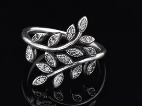 Leaf Crystal Ring för kvinnor 925 Silverpläterad Söt tjej Koreansk stil Smycken Mode Gift Partihandel Bra kvalitet