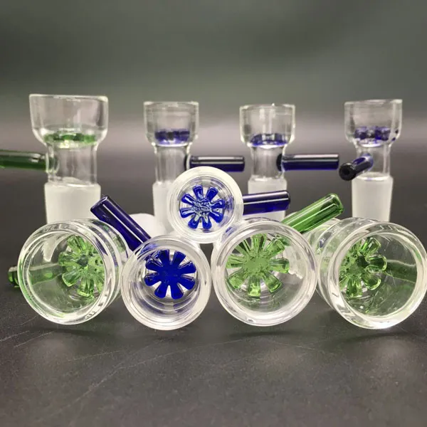 Rookaccessoires kleurrijke pyrex 14 mm 18 mm glazen kommen bongs groen blauw schuifdikke dikke heldere waterleidingen voor olieverhogen