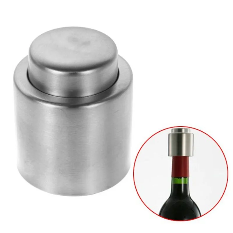 PRECHING TYPE BASKA STOPPER Rostfritt stål Rött vinpropp Vakuum Försluten rött vinflaskflaska Spout Liquor Flow Stopper Pour Cap1412014