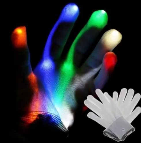 Hot Club Party Dance Halloween Guantes LED intermitentes Finger Light Up Glow guantes Disfraces Espectáculo de luces Accesorios de rendimiento festivos de Navidad