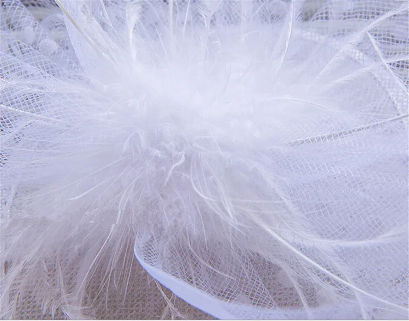 Vintage mariage chapeau de mariée blanc pilulier église cage à oiseaux voile Cocktail cheveux bibi accessoires Clips coiffure bijoux Supplie3715059