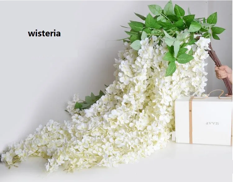 Artificial flowers long Wisteria flower Vine Rattan Silk Flower Wedding flowers for Centerpieces Decorations Garden Home Ornament