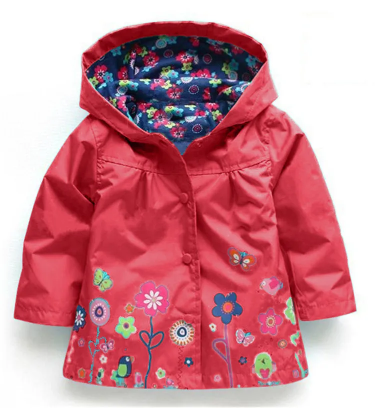 Baby barn flickor blomma regnrock 7 färgfria barn mode baby tjejer kläder vinterrock blomma regnrockjacka för vindtät outwear