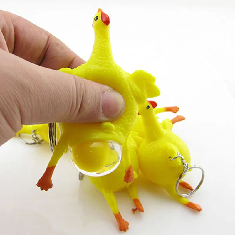 600 sztuk Odpowietrznik Kurczak Całe jajko Kurki Zatłoczone Stresowy Brelok Keychain Zabawki Dla Dzieci Nowość Spoof Trudny Śmieszne Gadżety Zabawki