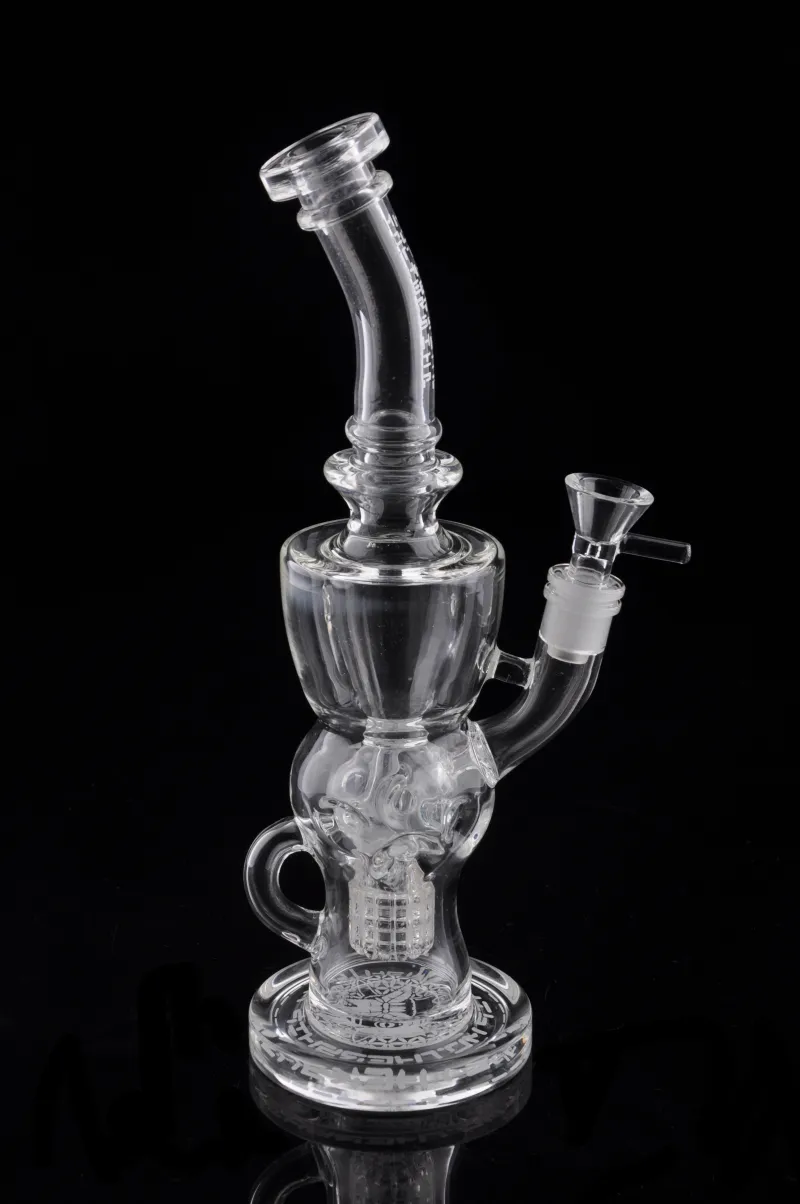 실제 그림 유리 봉 Bent Type 유리 물 파이프 Fab Egg 흡연 파이프 Recycler Oil Rigs 14mm 접합부의 birdcage perc