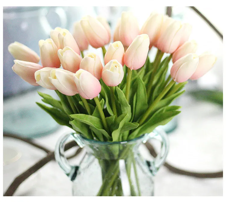 Tulipani in lattice Artificiale PU Bouquet di fiori Fiori reali al tocco la decorazione domestica Decorativi matrimoni i Avalid4760112