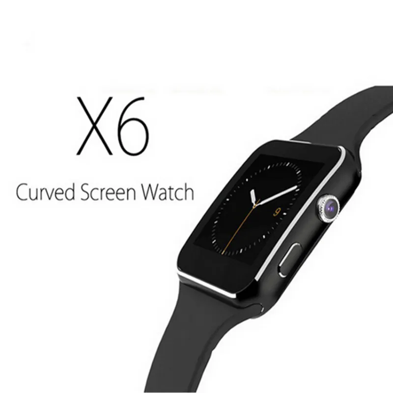 Novo design x6 smartwatch smart watch pulseira telefone com slot para cartão tf tf com câmera tela curvada para samsung lg sony huwei xiaoomi