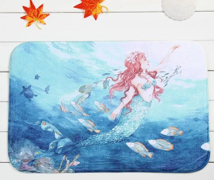 40 * 60см Mermaid Ванна Коврики противоскользящие Коврики ватки коралла воды Ковер для ванной комнаты Спальня Doormat онлайн