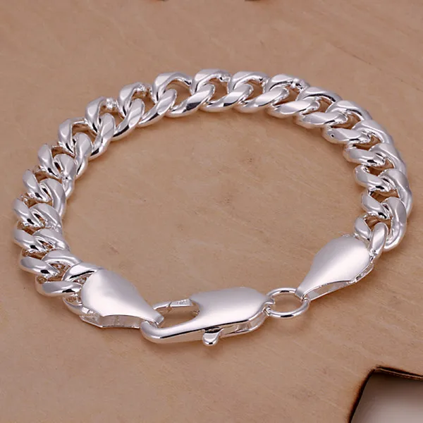 brand new 10M sideways - shrimp buckle men's 925 silver plate charm bracelet 20.5x1.0cm DFMWB151,sterling silver plated jewelry bracelet