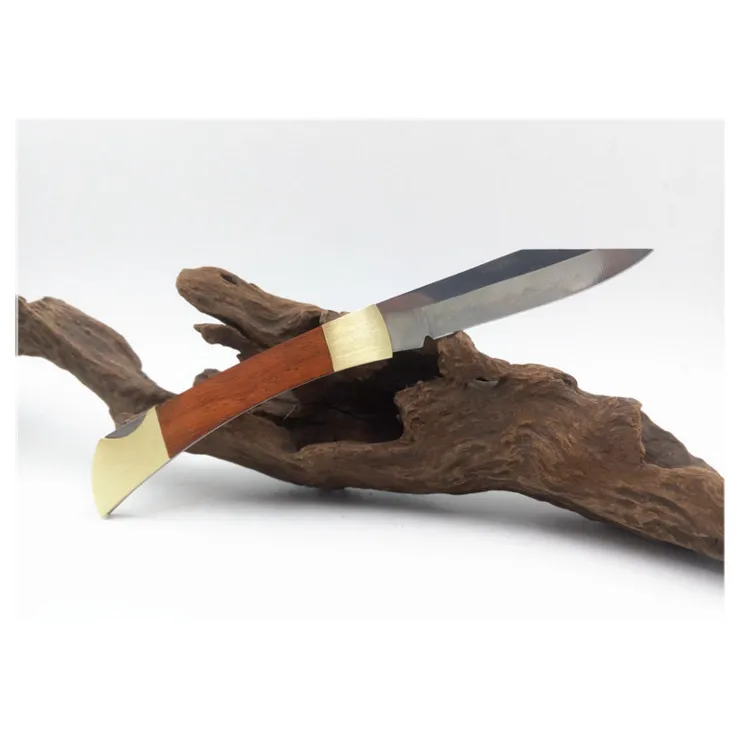 Promocja małe składane noże do owoców drewno + miedziana główka rękojeść noża Mini EDC kieszonkowe noże survivalowe