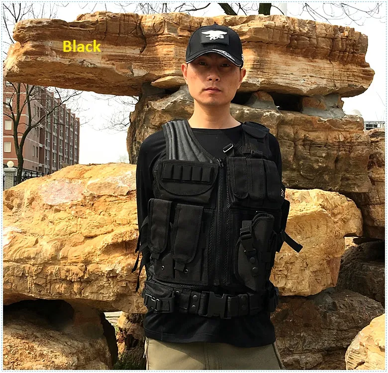 New Black Army CS Tactical Vest Paintball Protective Outdoor Training Combat Camouflage Molle Tactical Vest 1343864