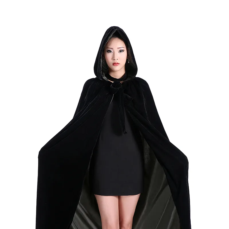 New Arrival Cheap Velvet Hooded Cloaks Winter Wedding Capes Wicca Robe Warm Christmas Long Bridal Wraps S6XL4918002