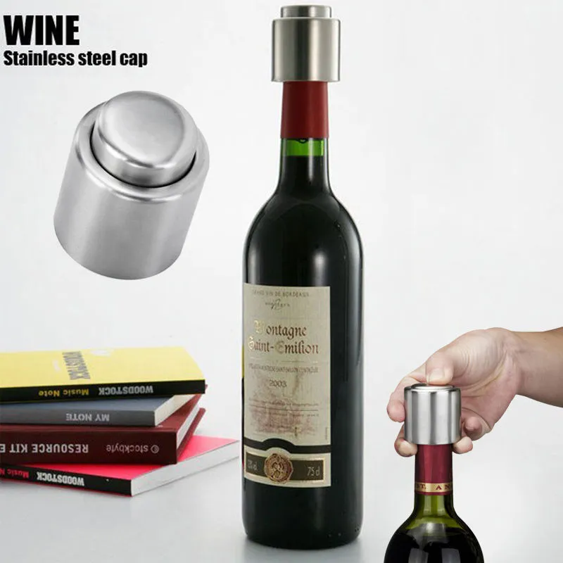 Press Type Wine Bottle Stopper Stainless Steel Fresh Keeping Champagne Sealer Resealable Leak-Proof Cap