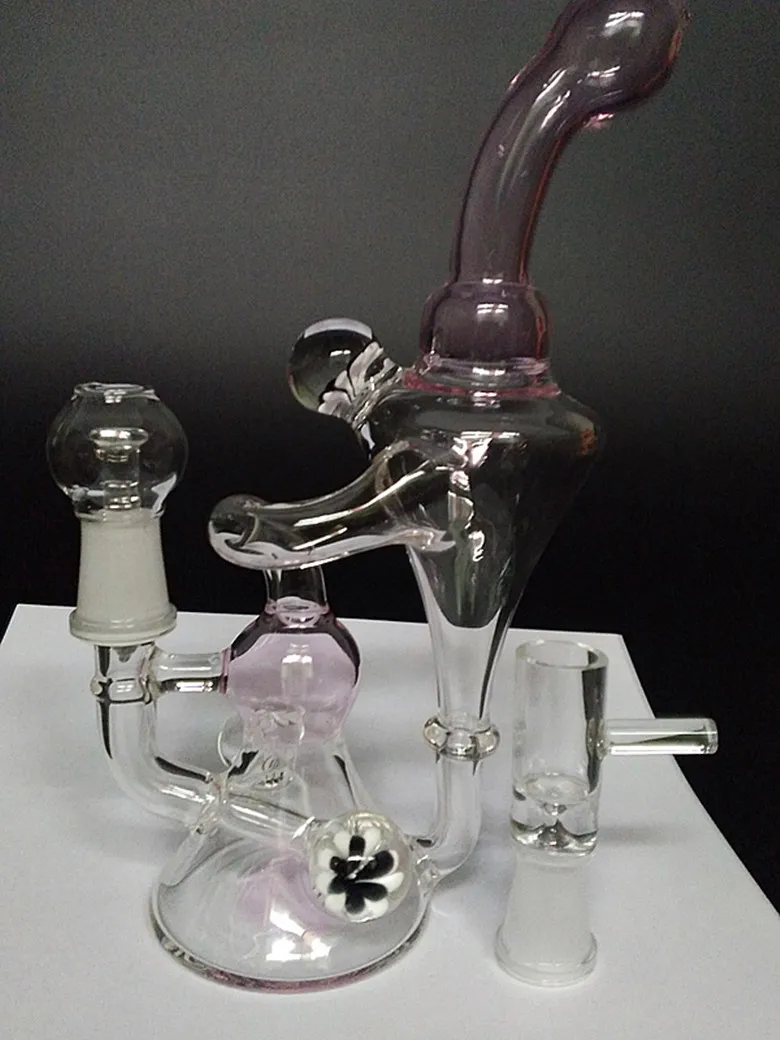 Pink Recycler Bong Glass Bongs nexusglass hitman glass hightimes Bong 14.4mm glass joint oil dab rig Glass Rig