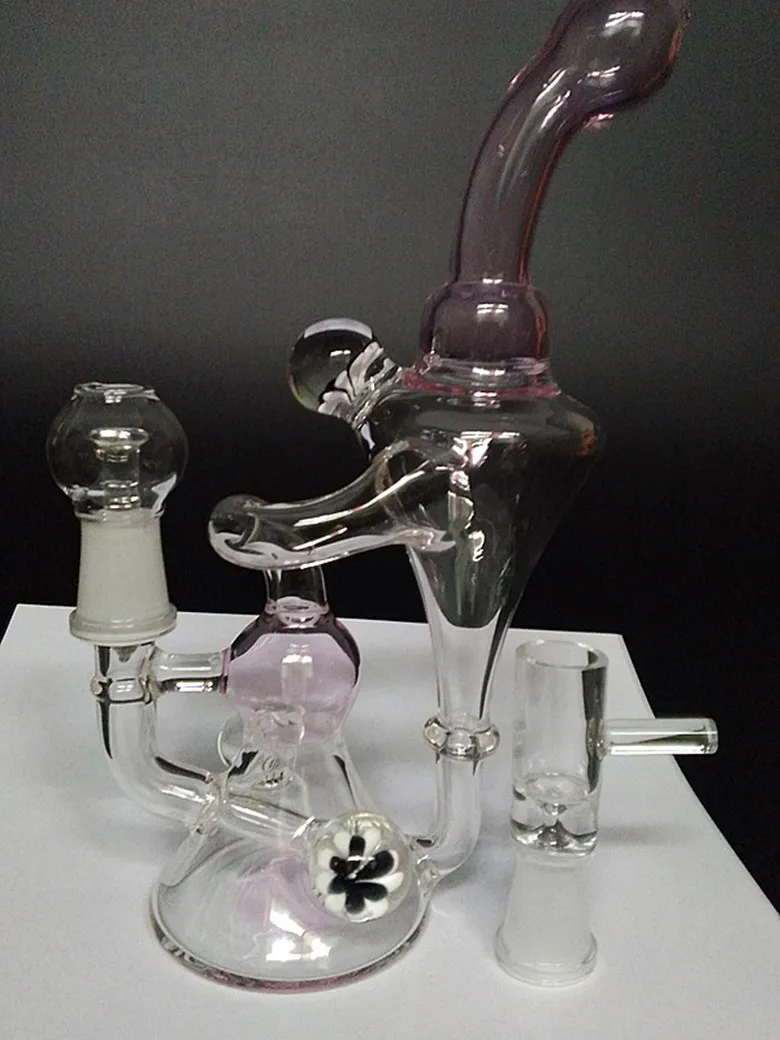 Pinke Recycler-Bong, Glasbongs, Nexusglass, Hitman, Glas, Hightimes, Bong, 14,4 mm Glasgelenk, Öl-Dab-Rig, Glas-Rig