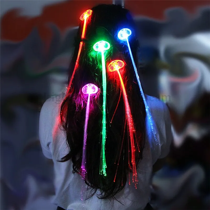 Trança de cabelo LED Grampo de cabelo Multicolor Luz de flash LED Aniversário dança neon Suprimentos de celebração para festa de Halloween Dança Natal290e