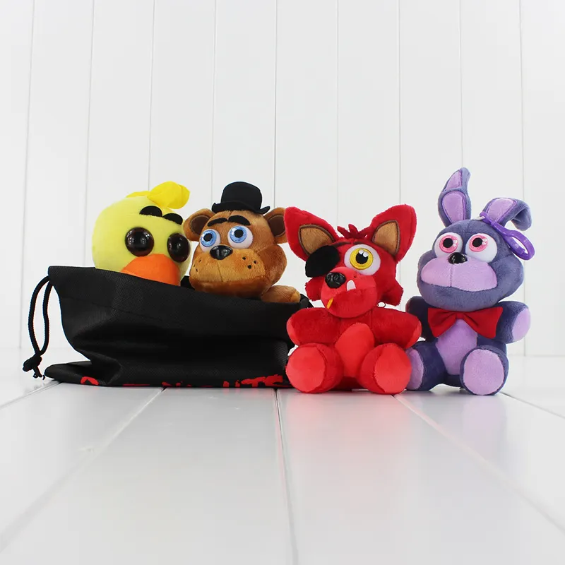 Game Five Nights at Freddy039s Pluche FNAF Bonnie Foxy Freddy Knuffel Gevulde Zachte Poppen Met Opbergtas 13CM18CM6377528