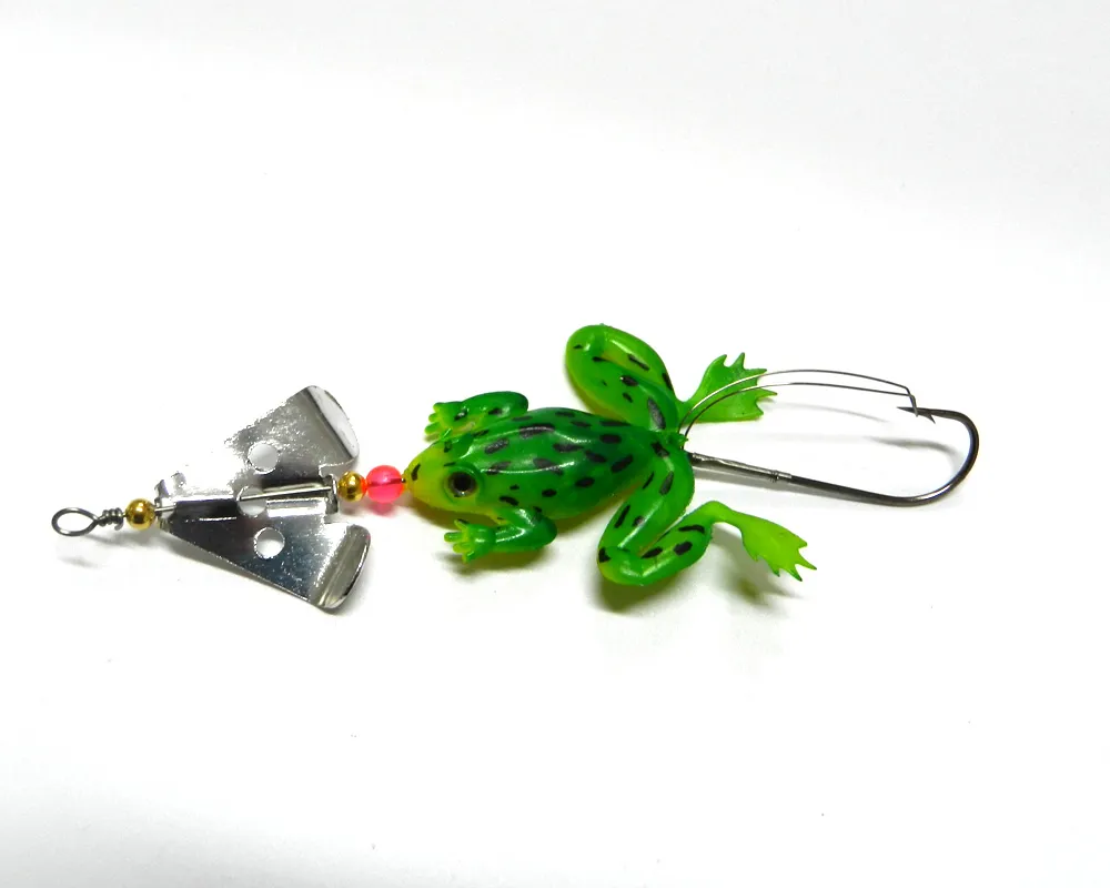 Hengjia 50 Stück Gummi-Froschköder, weiche PVC-Angelköder, 11,5 cm, 6,2 g, Spinner-Löffelköder, Bass-Kurbel, Salzwasser-Karpfen-Angelgerät