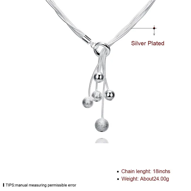 Offre spéciale petit O suspendu sable clair perle collier plaqué argent sterling STSN222, vente en gros mode 925 chaînes en argent collier