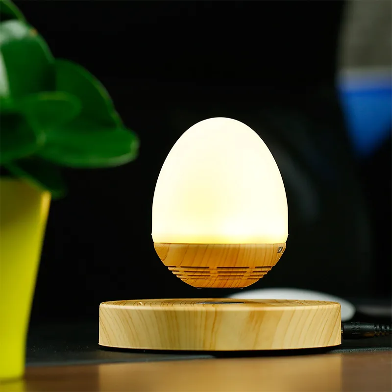 Lampe en Lévitation Magnétique Flottante et Rotative - Base en bois 