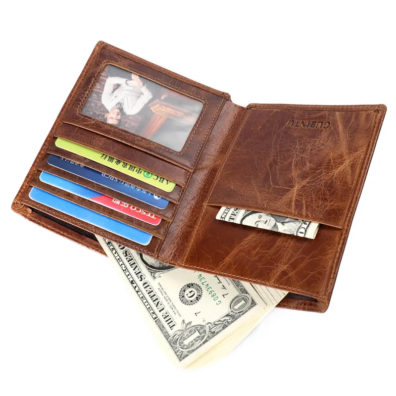 熱い販売高品質多機能クレジットカードホルダートラベル財布ビンテージ牛革ファインレザーパスポートホルダー