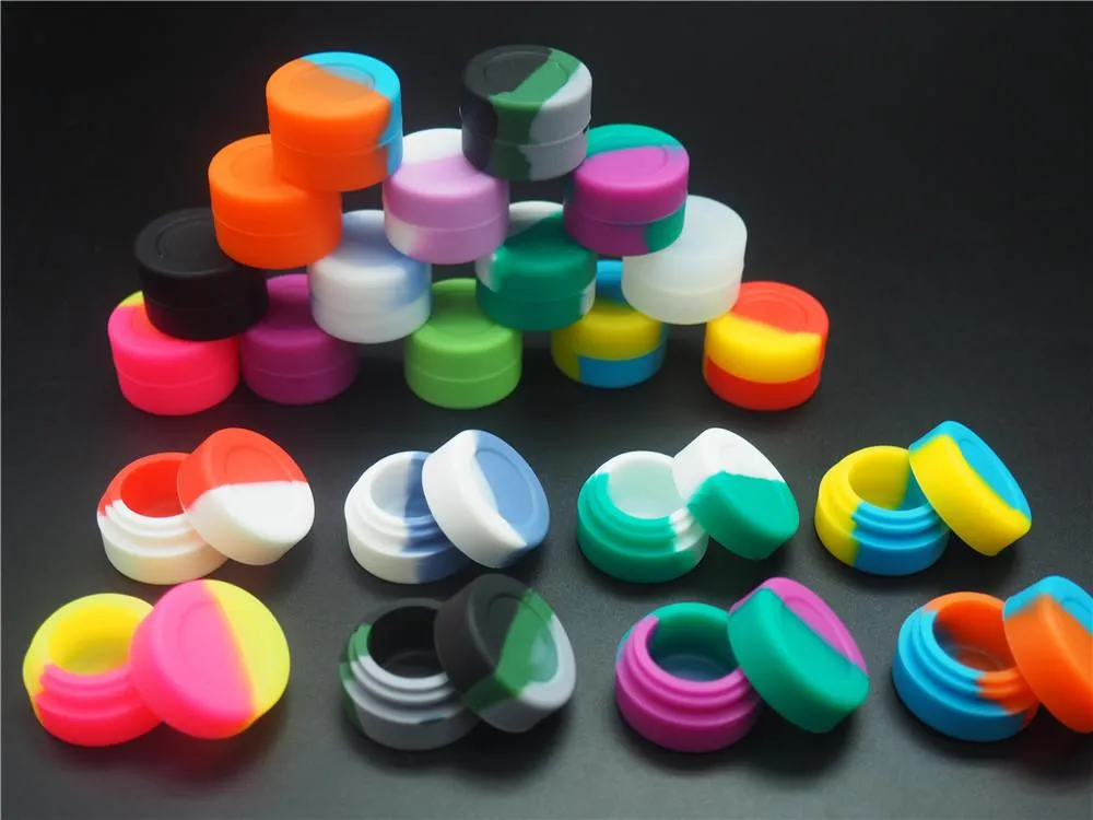 500X Promotional 3ML round shape nonstick silcone smoking container jars dab silicone wax containers 3 ml oil cartomizer