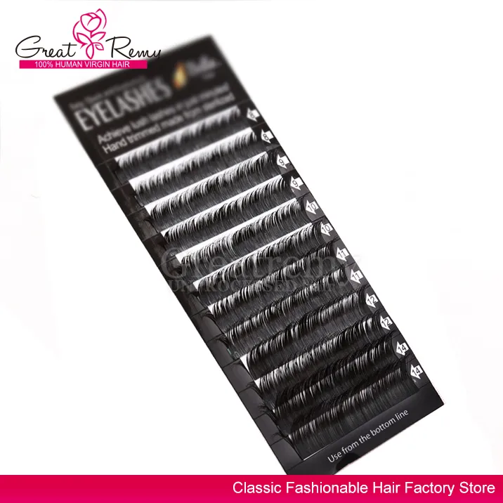 Greatremy Individual Eyelashes Extensions Naturlig tjock mjukt mink Fake Eyelashes Längd 8mm 9mm 10mm 11mm 12mm 14mm 1 bricka