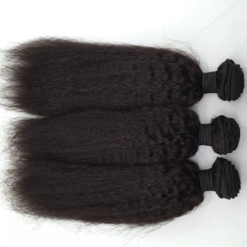 Malaysian Virgin Cabelo Weaves com laço frontal Encerramento 13 * 4 polegadas não transformados Kinky Pacotes Cabelo Liso Humano E Orelha ao fechamento Ear