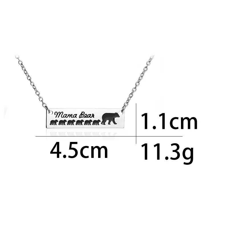 Mama Bear Baby Pendant Necklace Emamel Silver Bar Halsband Kvinnor Barn Moder Dotter Son Fashion Jewely Will och Sandy