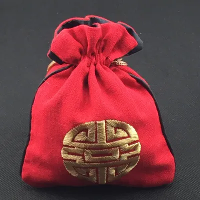 Kleine grote katoenen linnen sieraden pouch geschenk tassen chinese stijl geborduurd vreugdevolle decoratieve ambachtelijke verpakking tas lavendel sachet pack