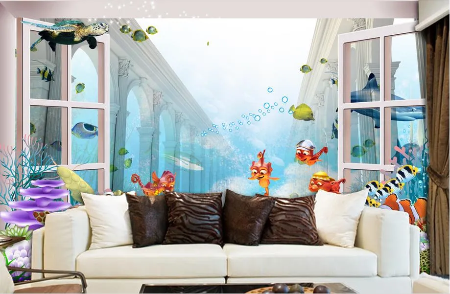 Personalizado po papel de parede 3d Children039s quarto mundo subaquático papéis de parede decoração de casa para kids4007918