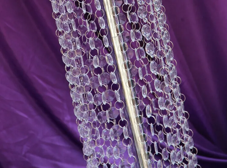 Pilier d'allée de mariage en perles de cristal de luxe pour la décoration de mariages