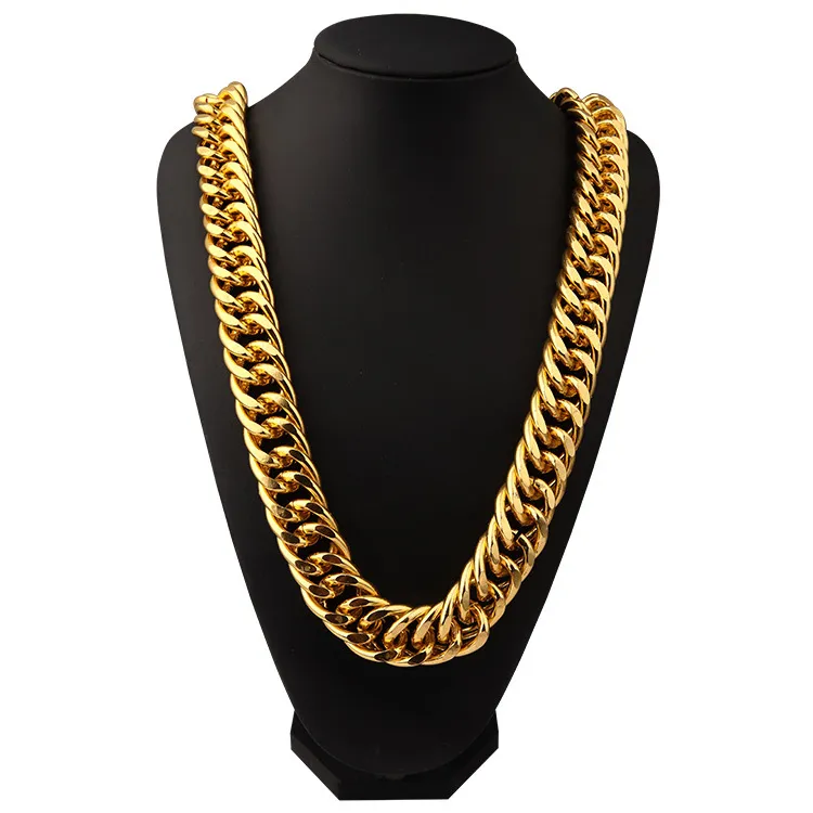 Aluminum 18K Gold Plated Extra-coarse 2.6cm Exaggerated Long Chains Necklace Hip Hop Jewelry Hip Hop Singer Street Dance Hipster Men Chains