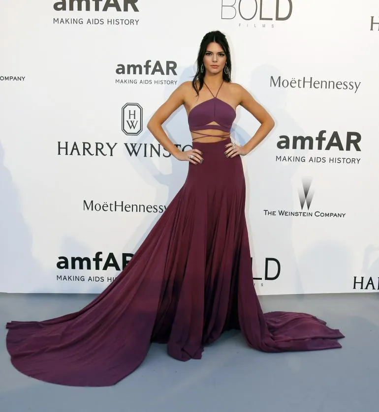 Kendall Jenner Prom Dresses Red Carpet Celebrity Dresses Oscar Purple Evening Party Gowns maxi dress vestido de festa longo Criss