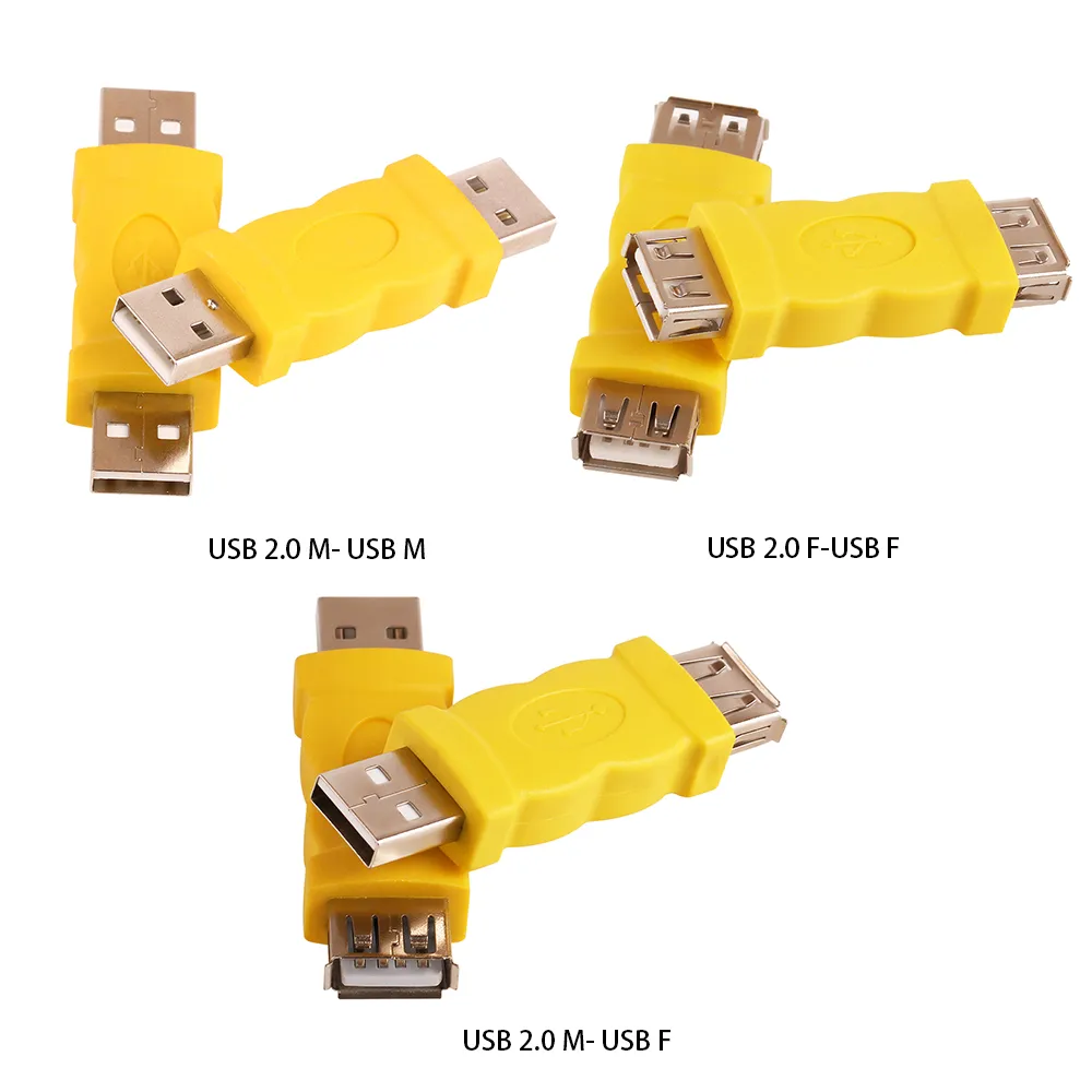 USB-Anschluss Gelbe Farbe USB Eine weibliche Buchse zu einem weiblichen Jack-Adapter USB 2.0-AF-AF-Adapter M bis M-Konverter