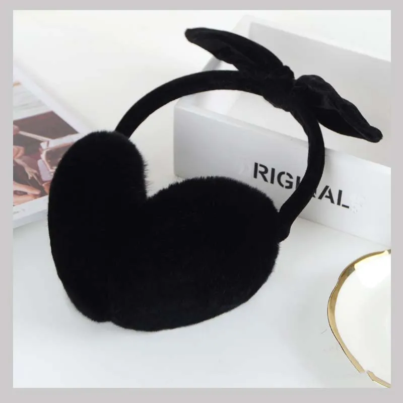 Girl's Earmuffs Real Rex Rabbit Earmuffs Kobiety Earflap urocze mufka Ladie's Ear Natural Fur Ear Wrzeszcz MS Minshu309Q