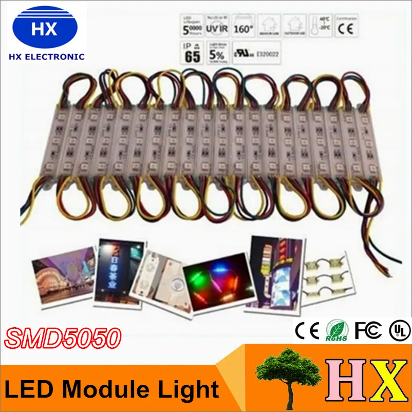DHL送料無料RGBモジュールライトランプSMD5050 IP65防水LEDモジュールサインLEDバックライトテンターSMD 3 LED 0.72W DC12V