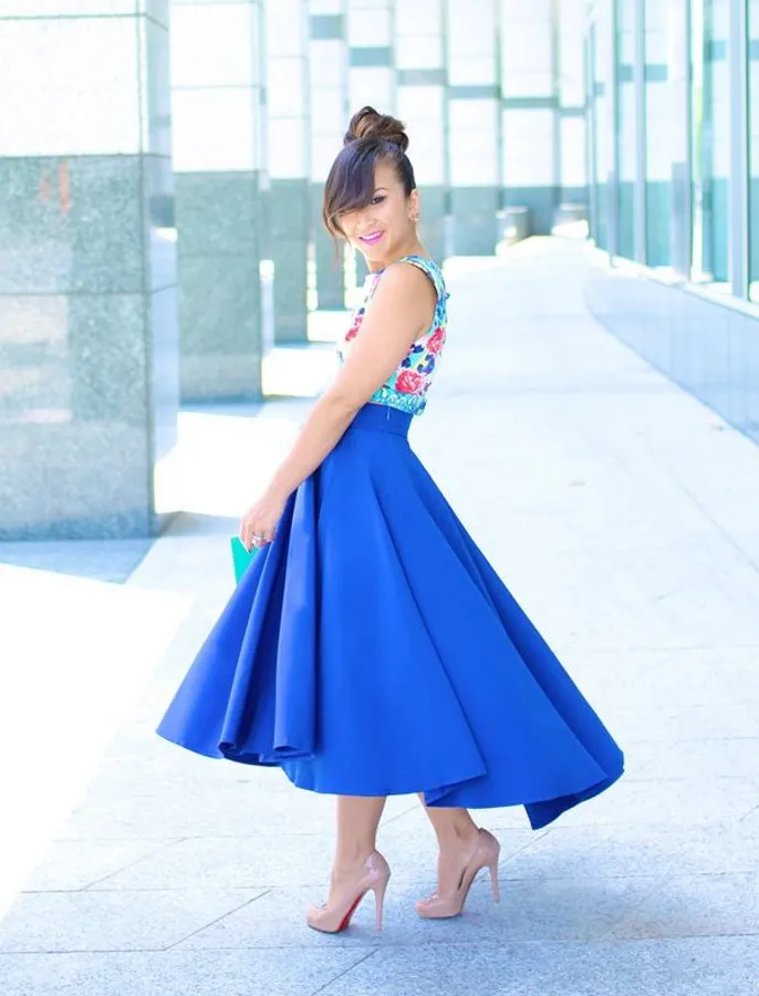 Graceful Royal Blue High Low Skirt 2017 New Fashion Satin Ruffles Women Skirt Custom Made Gonne feste economiche Spedizione gratuita