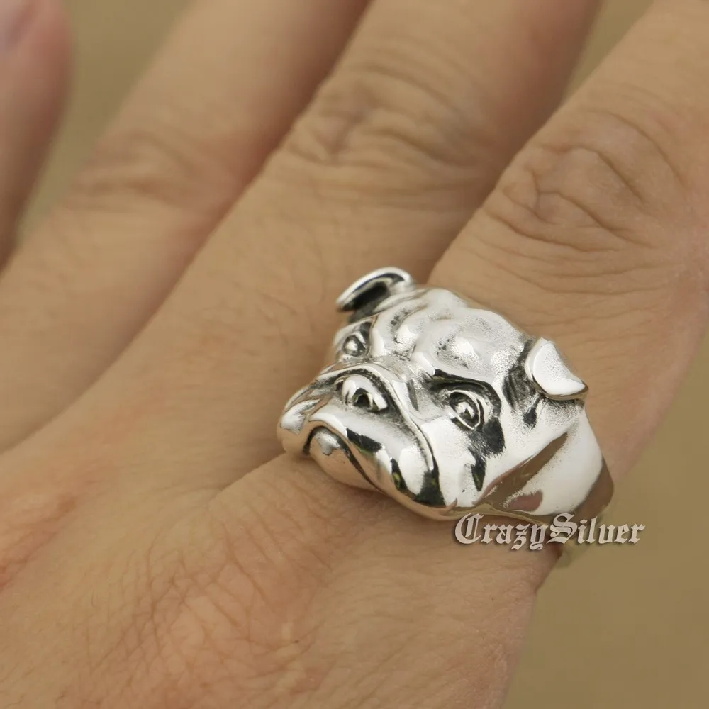 Linion 925 STERLING Gümüş Sevimli Shar Pei Charms Köpek Ring TA33 ABD Boyutu 7 - 156894072