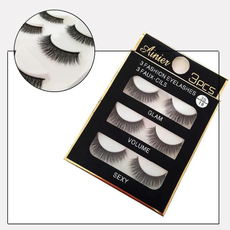 3D Mink Włosy rzęsy / paczka Naturalne Długie Soft Black 3D Eye Lashes Makeup Handmade Grube Fake False Eyelashes High Qualiy