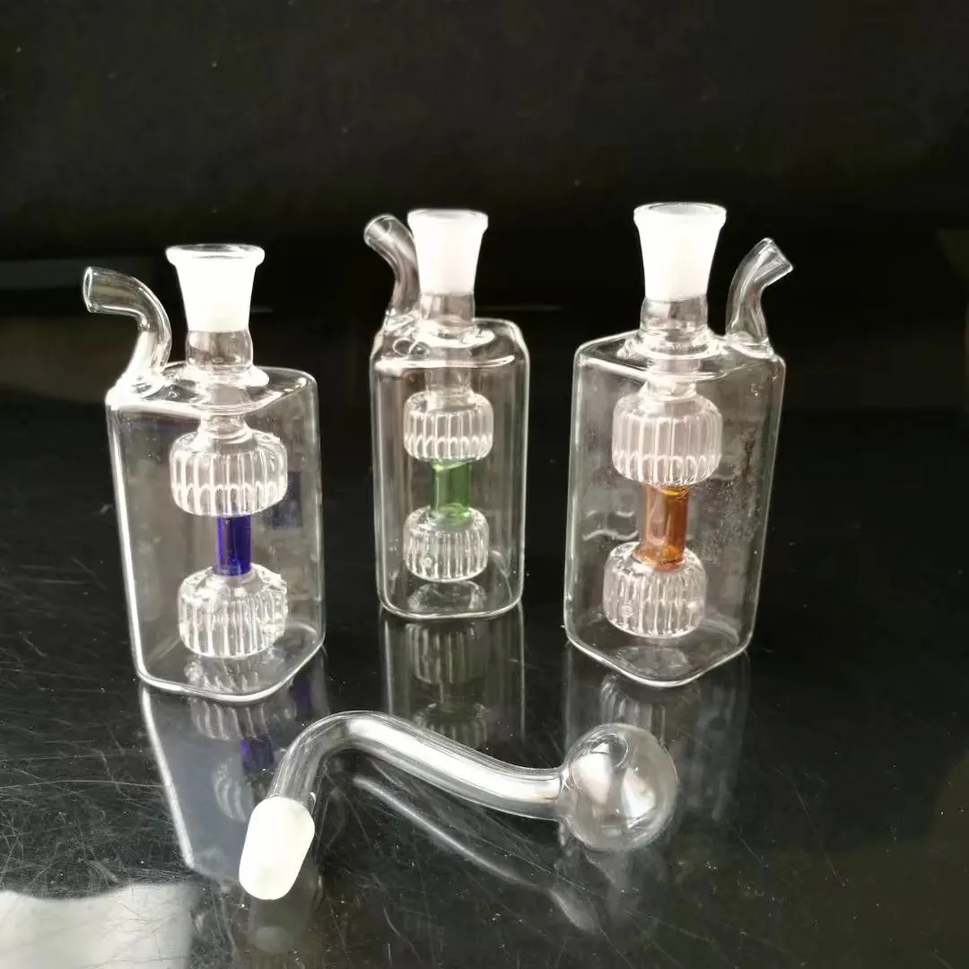 Mini 2 Hjul Square Pot Partihandel Glas Bongs Oljebrännare Glas Vattenrör Olje Rigar Rökfri