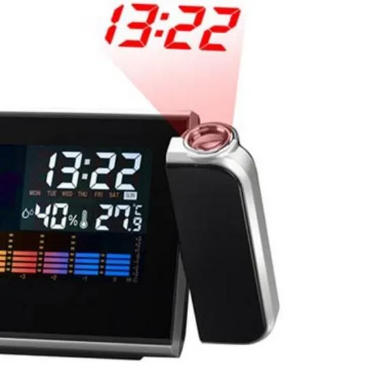 LED elektronisk bordsklocka väderprognosprojektionsklocka Diskklockor Digital Alarm Clock Creative Snooze Color Table Clocks8366636