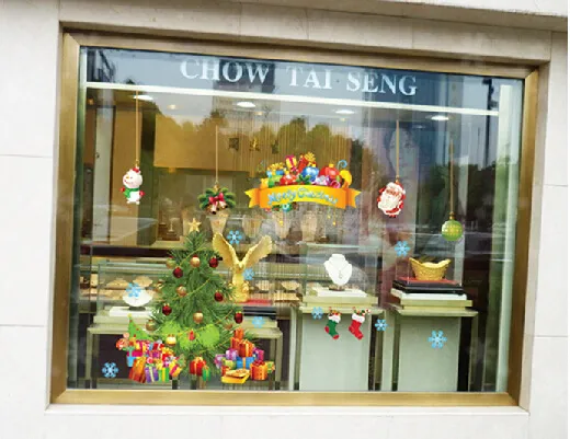 Frohe Weihnachten Fenster Aufkleber Home Decor Weihnachtsbaum Girlande Weihnachtsmann Outdoor Xms Dekorationen Schaufenster Dekoration Wandaufkleber