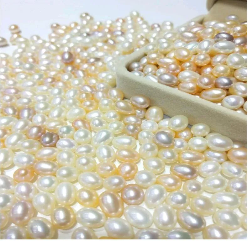 Intensiv Flawless Natural Pearl Pärlor för Smycken Göra Autentiska Freshwater Pearls Oval Loose Bead DIY 6-11mm Partihandel