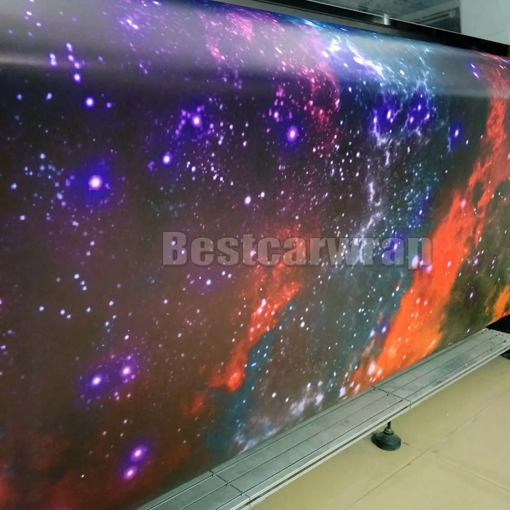 2018 galaxy Vinyl Car Wrap Film With Air Free wrap foil printed vinyl Truck wrap stickers whole car covering foil 1.52x30mRoll